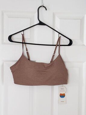 Vuori Halo Essential Bra in Nutmeg Heather Size Large NWT